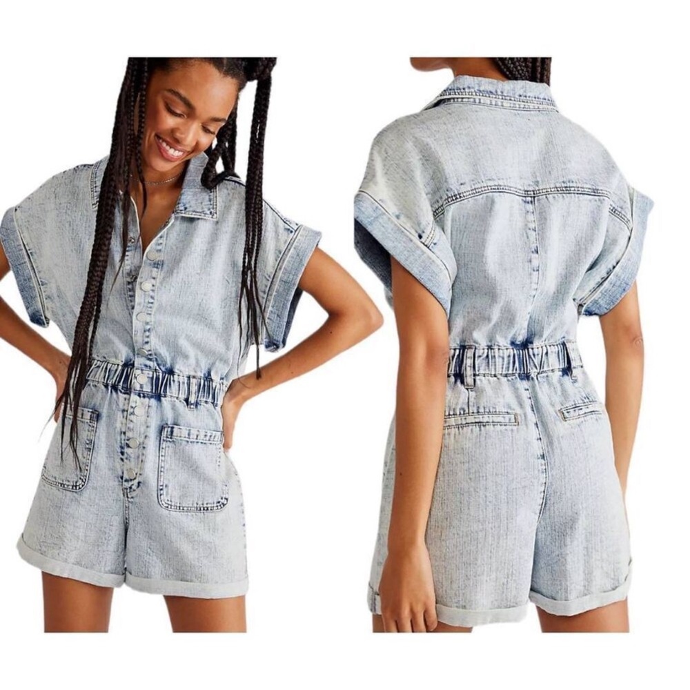 Blank NYC Light Blue Denim Romper